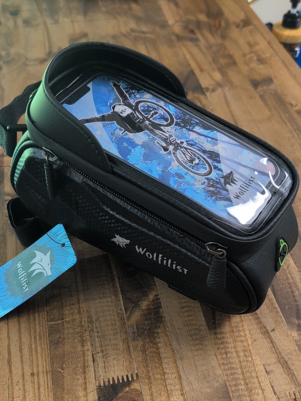 Wolfilist Black Bike Frame Phone Bag with Clear Touchscreen Window